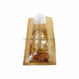 Sac à pain kraft brun avec fenêtre 24 x 4 x 35 cm (brioche ou pains spéciaux) - par 1000
