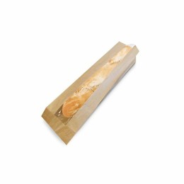 Sac sandwich kraft brun avec fenêtre PLA 10 x 4 x 36 cm - par 1000