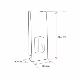 Sachet SOS kraft brun vergé 8,5 x 5 x 21,5 cm avec fenêtre - par 100