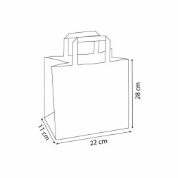 Sac papier kraft brun à poignées plates 22 + 11 x 28 cm - par 50