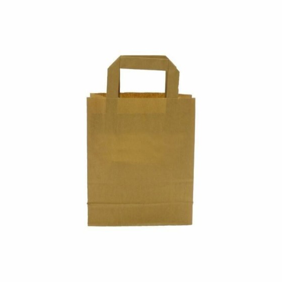 Sac en kraft brun à poignées plates 26x29x14cm colis (250U) - PUBLI EMBAL