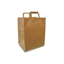 Sac papier kraft brun à poignées plates extérieures 26 + 20 x 32 cm - par 250
