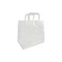 Sac papier kraft blanc à poignées plates 26 + 19 x 25 cm - par 250