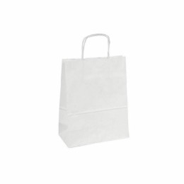 Sac papier kraft blanc à poignées torsadées 18 x 8 x 22 cm - par 50