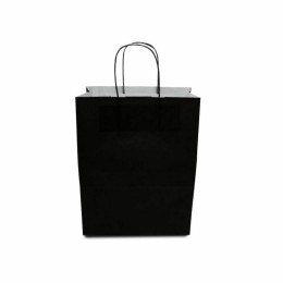 Sac papier kraft noir à poignées torsadées 23 + 12 x 30 cm - par 50