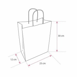 Sac papier kraft noir à poignées torsadées 23 + 12 x 30 cm - par 50