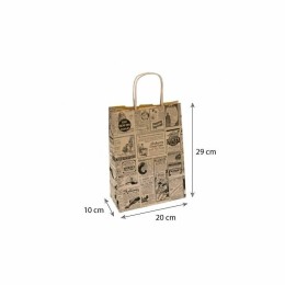 Sac papier kraft brun à poignées torsadées "Times" 20 + 10 x 29 cm - par 250