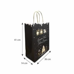 Sac papier kraft noir à poignées torsadées "Léon" 36 + 14 x 41 cm - par 50
