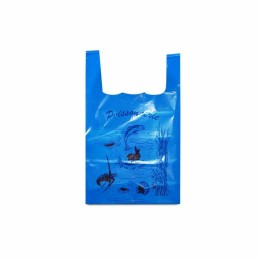 Sac bretelles poissonnerie BD 50 microns bleu 26 x 6 x 45 cm - par 500