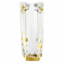 Sachet plastique fond carton "Boules de Noël" 12 x 26 cm - par 100