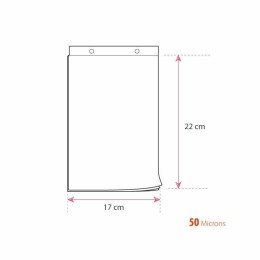 Sac liassé plastique 50 microns transparent fixation 2 encoches 17 x 22 cm - par 200