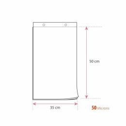 Sac liassé plastique 50 microns transparent fixation 2 encoches 35 x 50 cm - par 200