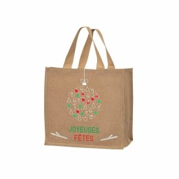 Sac réutilisable en toile de jute 37 x 22 x 36 cm décor JOYEUSES FÊTES - par 25
