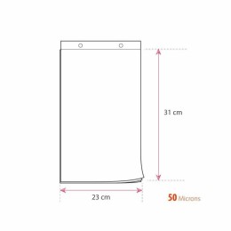 Sac liassé plastique 50 microns transparent fixation 2 encoches 23 x 31 cm - par 200