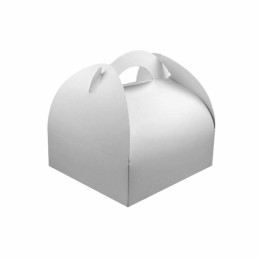 Boîte pâtissière à poignée carton blanche 17 x 15 x 5,5 cm - par 50