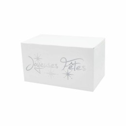Boîte à bûche "Joyeuses Fêtes" blanche 17 x 11 x 11 cm - par 25