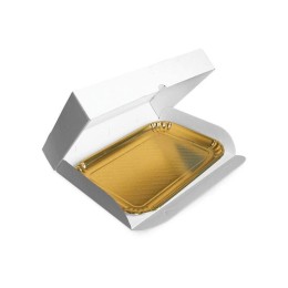 25 plateaux rectangulaires en carton dorés 19 x 28 cm - Patisdecor