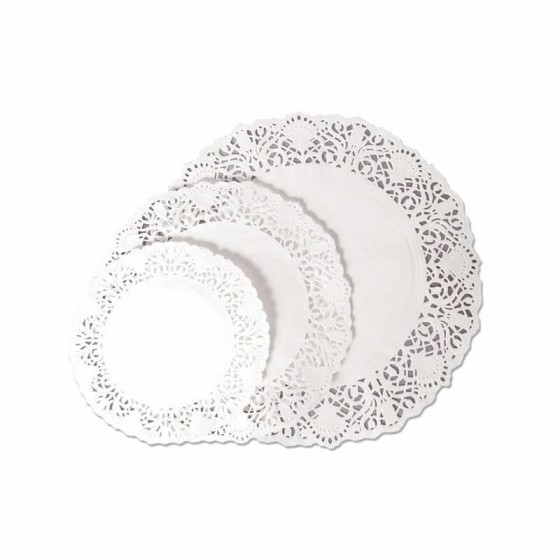 250 Napperons Ronds Ajourés Blancs - Papier Cellulose 54 G/m2 - Diamètre 30,5 Cm - García De Pou