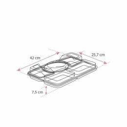 Plateau repas plastique 5 compartiments rouge avec couvercle 41,2 x 25,7 x 3 cm - par 15