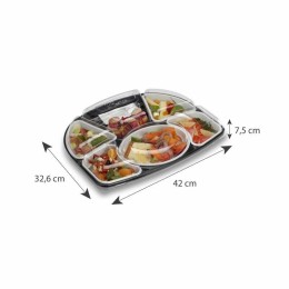 Plateau repas plastique 7 compartiments noir avec couvercle 41,5 x 32 x 3 cm - par 30
