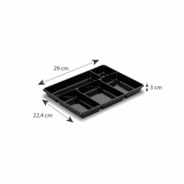 Plateau repas froid noir 5 compartiments 22,4 x 29 cm - par 200