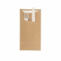 Étui à couverts kraft brun avec serviette blanche 22,5 x 11,5 cm - par 100