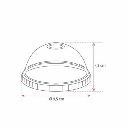 Couvercle dôme avec trou plastique transparent pour shakers smoothie - par 50