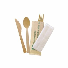 Kit couverts jetables 4 en 1 en bambou - par 200
