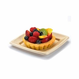 Assiette carrée en pulpe biodégradable 26 x 26 cm - par 40