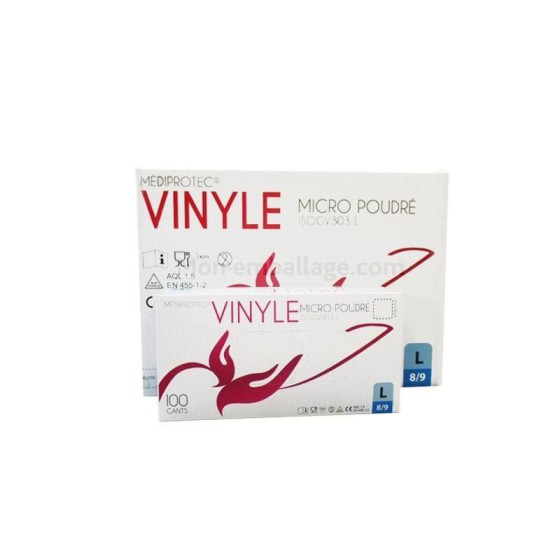 Gants vinyle naturel taille L (8/9) - par 100