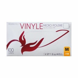 Gants vinyle transparents poudrés taille M (7/8) - par 100