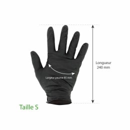 Gants nitrile noirs non poudrés taille S (6/7) - par 100