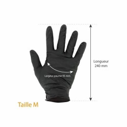 Gants nitrile noirs non poudrés taille M (7/8) - par 100