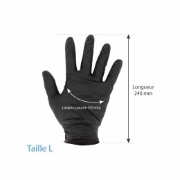 Gants nitrile noirs non poudrés taille L (8/9) - par 100