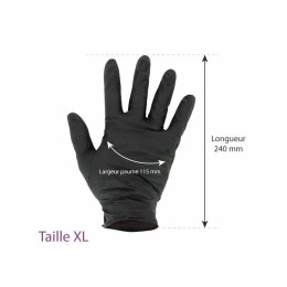 Gants nitrile noirs non poudrés taille XL (9/10) - par 100