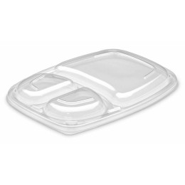 Couvercle plastique transparent pour barquette plastique noire 3 compartiments Cookipack 1250 ml - par 320