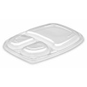 Couvercle plastique transparent pour barquette plastique noire 3 compartiments Cookipack 1250 ml - par 320