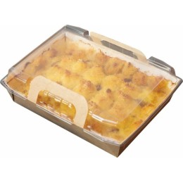 Panier chaud kraft brun 850 ml avec couvercle - par 25