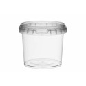 Pot plastique transparent avec couvercle de sécurité 365 ml - par 250