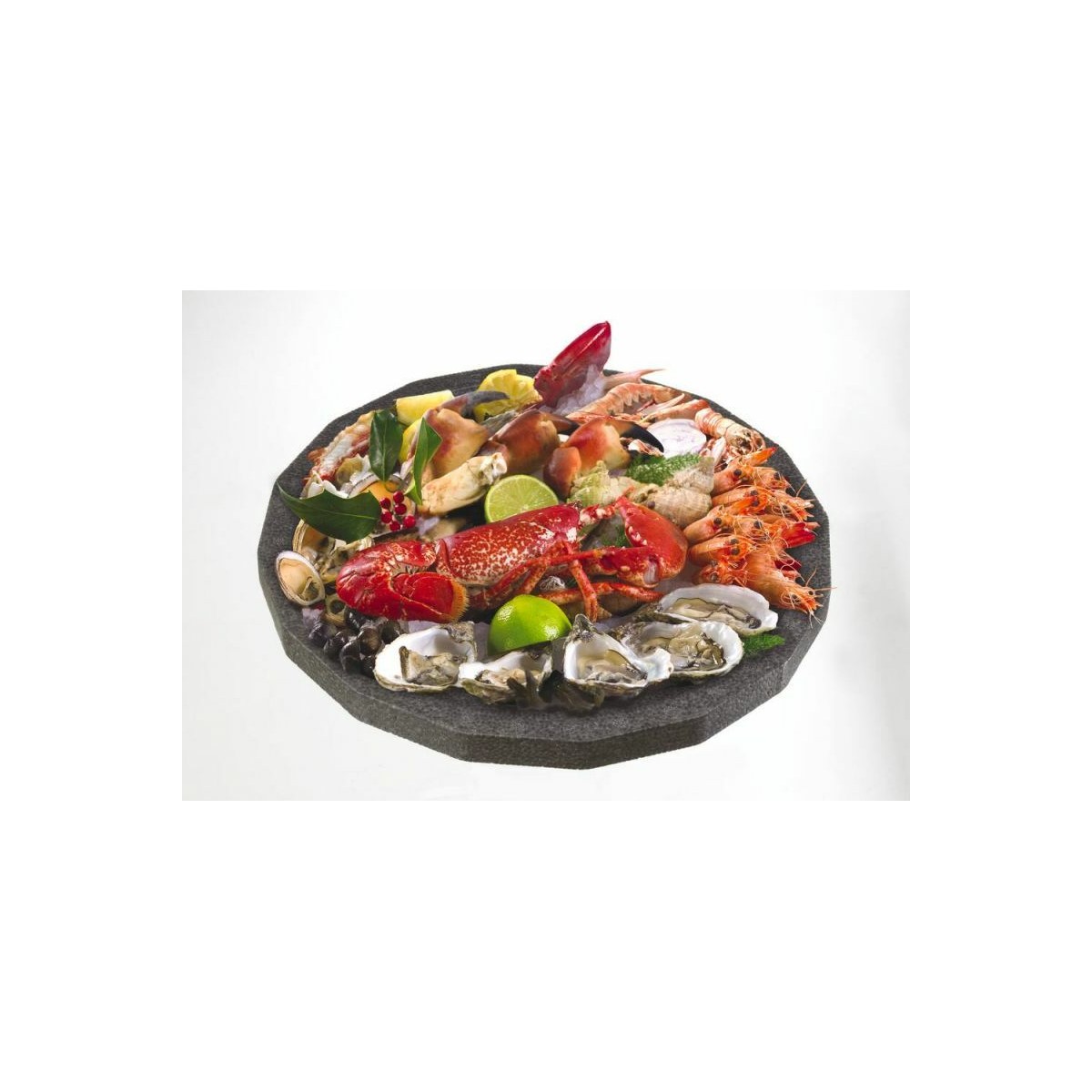 Plateau fruits de mer polystyrène noir 50 cm Monemballage