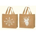 Sac réutilisable toile de jute "Joyeuses fêtes" 36 + 22 x 37 cm - par 25