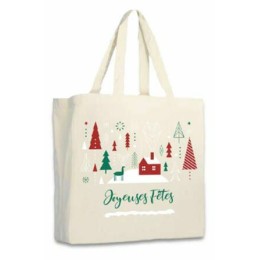 Sac réutilisable coton "Joyeuses fêtes" 37 x 22 x 36 cm - par 100