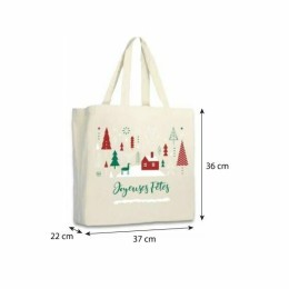 Sac réutilisable coton "Joyeuses fêtes" 37 x 22 x 36 cm - par 100
