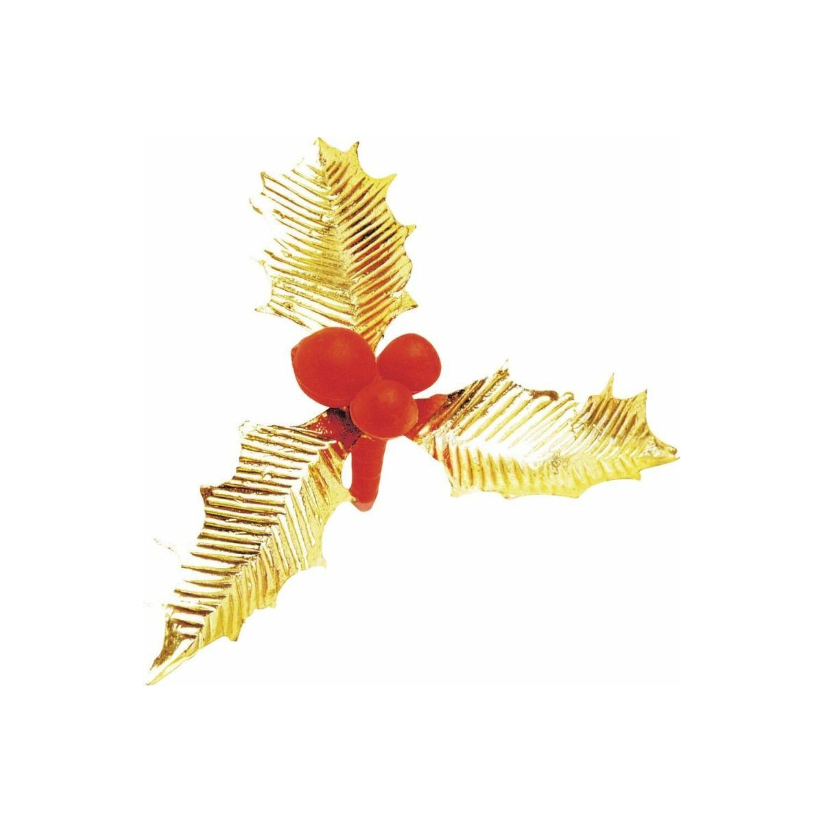 Décoration houx doré pour bûche Noël ø 64 mm Monemballage