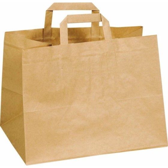 Sac Kraft Blanc Avec Poignées Plates - 40x32x15 Cm - Carton De 50