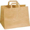 Sac papier kraft brun traiteur à poignées plates 32 x 24 cm - par 250