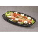 Plateau plastique ovale noir 35 x 24,5 x 2 cm - par 10