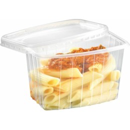 Barquette plastique transparente basse avec couvercle Pack Chaleur 600 ml - par 200