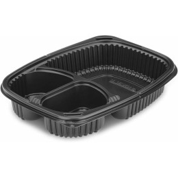 Barquette plastique noire 3 compartiments Cookipack 1250 ml - par 320