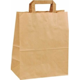 Sac papier kraft brun à poignées plates 26 + 14 x 29 cm - par 250